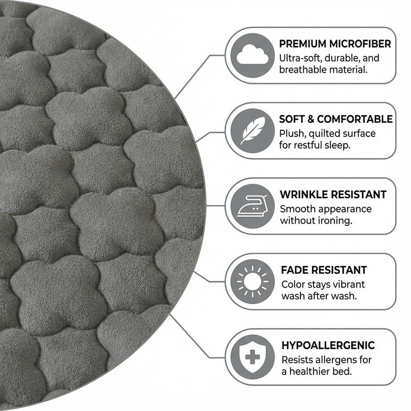Pangzi Solid Flannel Plush Bedding Fitted Sheet,Velvety Soft Heavyweight Non-Slip Protective Cover for Bed Mattress (King, Gray) - Image 2